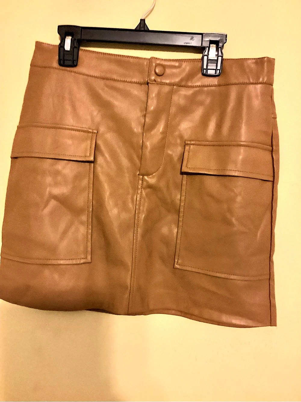 BB Dakota Stevie Madden Faux Leather Mini Skirt Caramel Size Small 4 NWT
